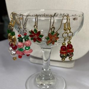 Four pair of Christmas earrings